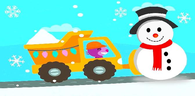 Смотреть Новогодние Машинки Саго Мини для детей и строительство снежного замка. Новый Год и Машины Sago Mini